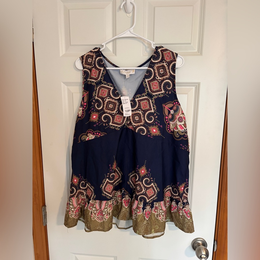 Suzanne Betro V-Neck Peplum Tank Tunic